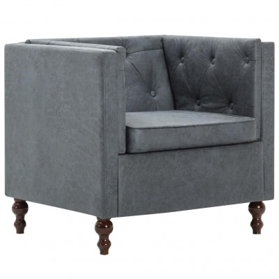 Fauteuil chaise siège lounge design club sofa salon tapisserie en tissu gris 1102344