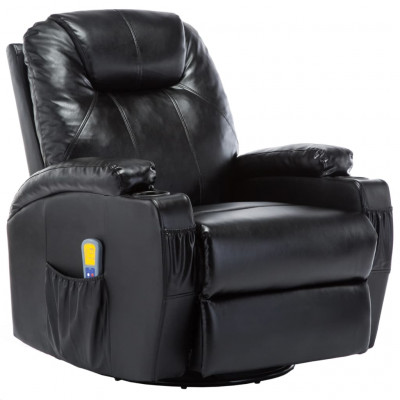 Fauteuil électrique à bascule de massage confort relaxant massant détente similicuir noir 1702038