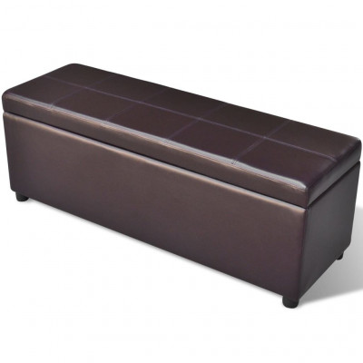 Banquette pouf tabouret meuble banc de rangement en bois brun 3002030
