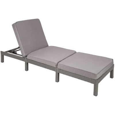 Bain de soleil transat meuble jardin 5 positions gris 2208064