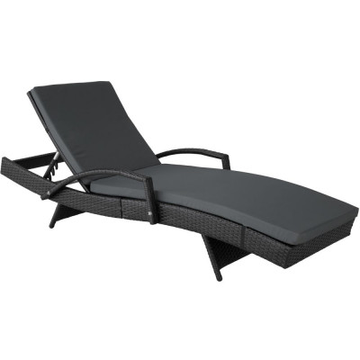 Bain de soleil transat meuble jardin 5 positions noir 2208057