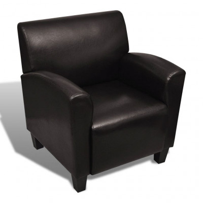 Fauteuil chaise siège lounge design club sofa salon cuir synthétique marron foncé 1102043/3