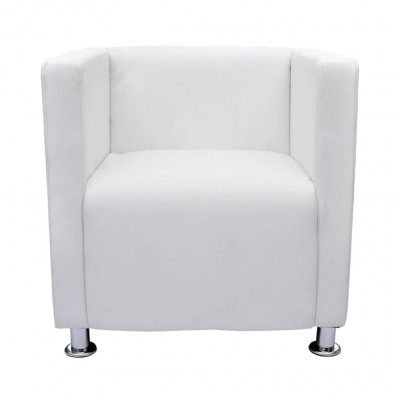Fauteuil chaise siège lounge design club sofa salon de cube cuir synthétique blanc 1102023/3