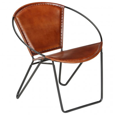 Fauteuil chaise siège lounge design club sofa salon de relaxation cuir véritable marron 1102138/3