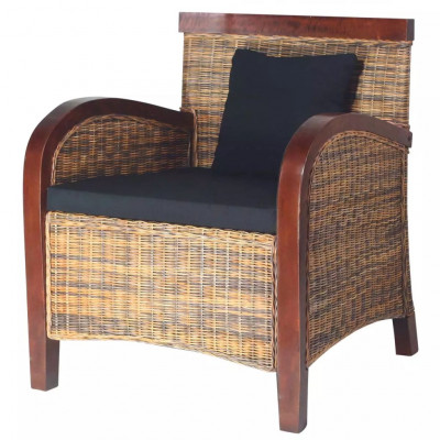 Fauteuil chaise siège lounge design club sofa salon rotin tissé à la main marron 1102077/3