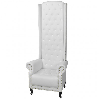 Fauteuil chaise siège lounge design club sofa salon à dossier haut blanc 77 x 65 x 181 cm 1102087/3