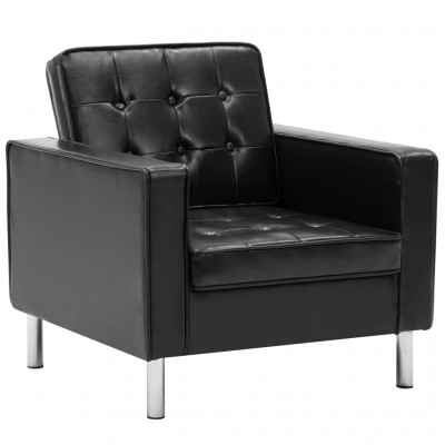 Fauteuil chaise siège lounge design club sofa salon revêtement synthétique noir 1102164/3