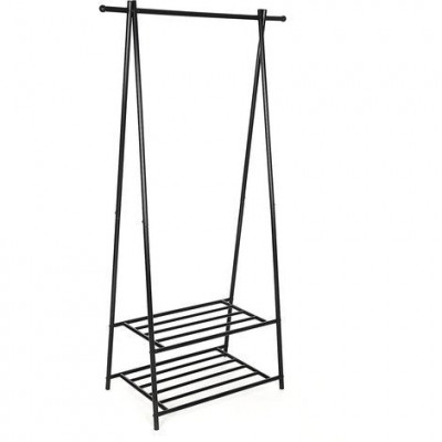 Portant penderie à vêtement porte-manteau étagère pour chaussures penderie support manteau noir 155 cm 12_0000845