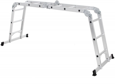 Échelle en alu pliable et multifonctionnelle avec 2 montants résistante à 150kg 12_0000473