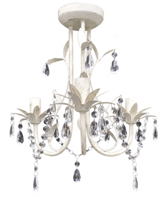 Lustre plafonnier suspendu lampe antique cristal 30 cm blanc 2402016