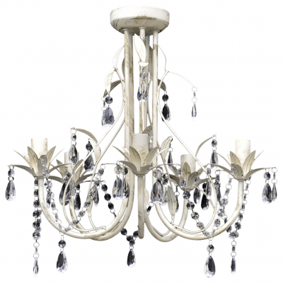 Lustre plafonnier suspendu lampe antique cristal 42,5 cm blanc 2402018