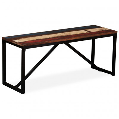 Banquette pouf tabouret meuble banc 110 cm bois de récupération massif 3002127