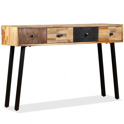 Buffet bahut armoire console meuble de rangement teck massif de récupération 120 cm marron 4402037