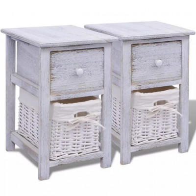 Table de nuit chevet commode armoire meuble chambre 2 pcs bois blanc 1402108