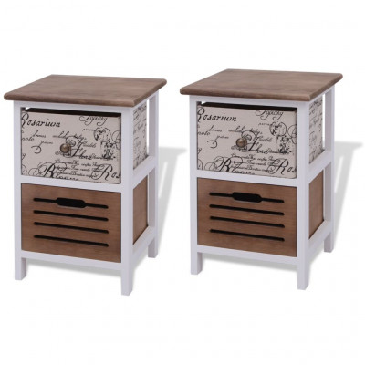 Table de nuit chevet commode armoire meuble chambre 2 pcs en bois 1402046