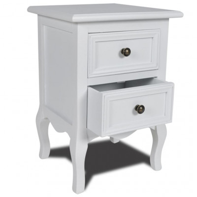 Table de nuit chevet commode armoire meuble chambre avec 2 tiroirs mdf blanc 1402086