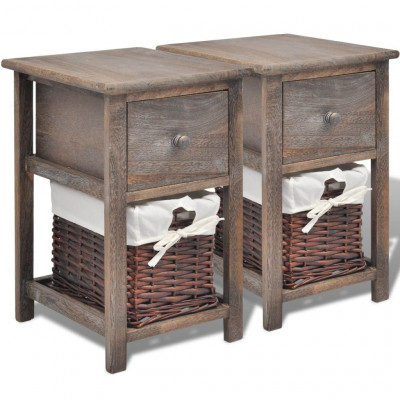 Table de nuit chevet commode armoire meuble chambre 2 pcs bois marron 1402071