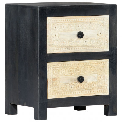 Table de nuit chevet commode armoire meuble chambre sculptée à la main gris 40x30x50 cm manguier 1402036