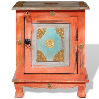 Table de nuit chevet commode armoire meuble chambre bois de manguier massif orange 1402016