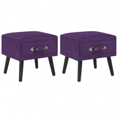 Table de nuit chevet commode armoire meuble chambre 2 pcs violet foncé 40x35x40 cm velours 1402050