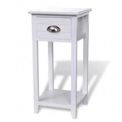 Table de nuit chevet commode armoire meuble chambre avec 1 tiroir blanc 1402168