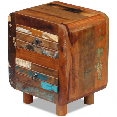 Table de nuit chevet commode armoire meuble chambre bois de récupération massif 43 x 33 x 51 cm 1402012