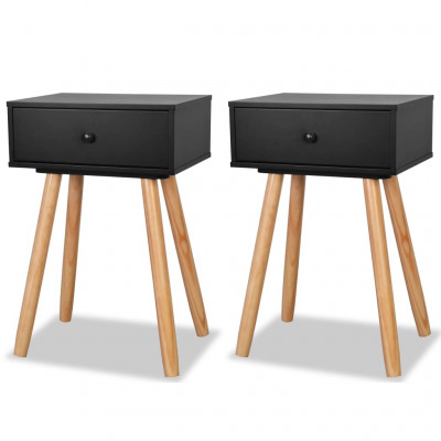 Table de nuit chevet commode armoire meuble chambre 2 pcs bois de pin massif 40 x 30 x 61 cm noir 1402025