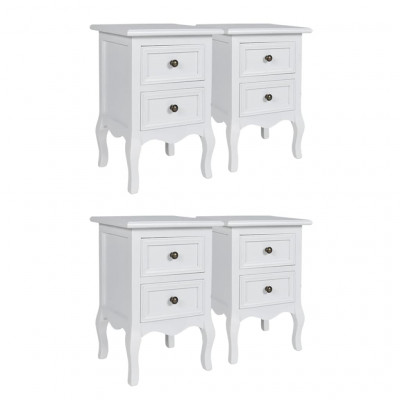 Table de nuit chevet commode armoire meuble chambre 4 pcs avec 2 tiroirs mdf blanc 1402187