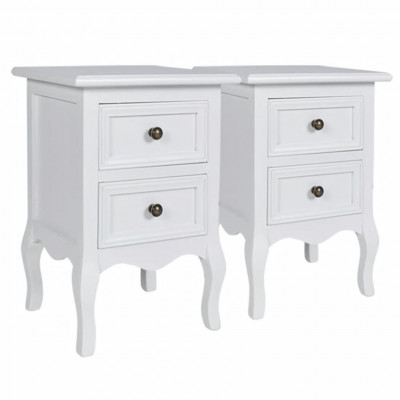 Table de nuit chevet commode armoire meuble chambre 2 pcs avec 2 tiroirs mdf blanc 1402190