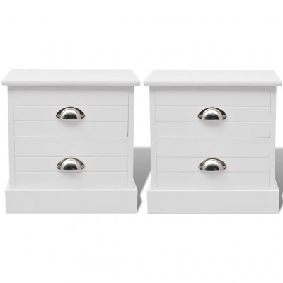 Table de nuit chevet commode armoire meuble chambre 2 pcs blanc 1402097