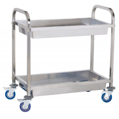 Chariot de service cuisine professionnel inox 2 bacs max 320 kg 3614114