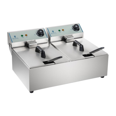 Friteuse acier inox 2 bacs 10 litres cuve amovible professionnelle 3614010