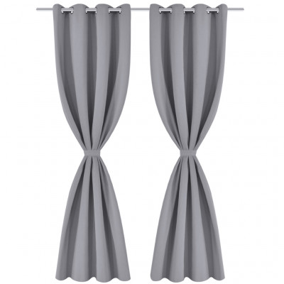 Lot de 2 rideaux blackout occultant gris avec oeillets en métal 135x245cm décoration fenêtres 4002024