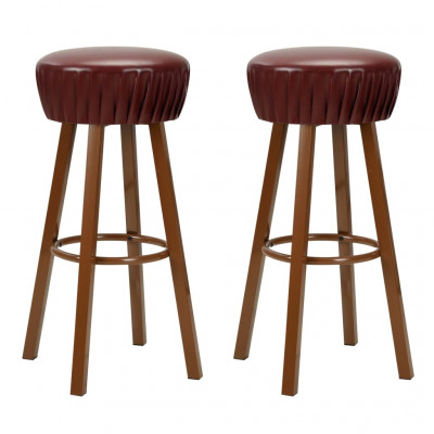 Lot de deux tabourets de bar design chaise siège similicuir marron 1202068