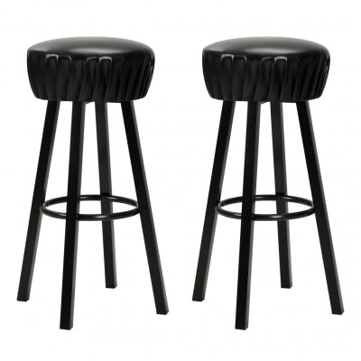 Lot de deux tabourets de bar design chaise siège similicuir noir 1202106