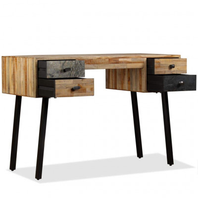 Bureau table meuble travail informatique teck de récupération massif 110 cm 0502070
