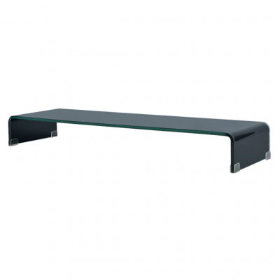 Meuble télé buffet tv télévision design pratique support pour moniteur 100 cm verre noir 2502051