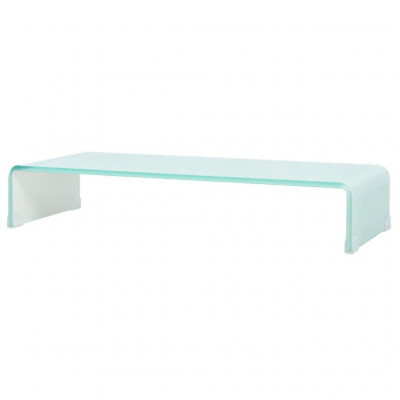 Meuble télé buffet tv télévision design pratique support pour moniteur 70 cm verre blanc 2502049