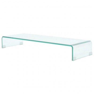 Meuble télé buffet tv télévision design pratique pour moniteur 90 cm verre transparent 2502254
