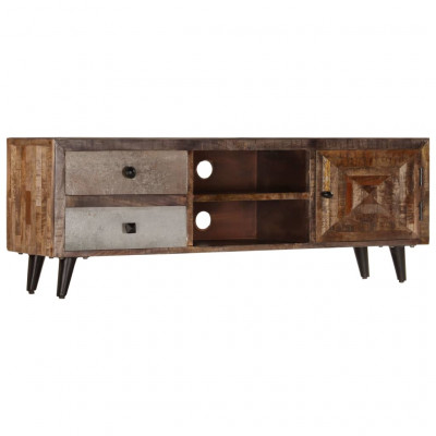 Meuble télé buffet tv télévision design pratique 118 cm bois de manguier massif 2502286