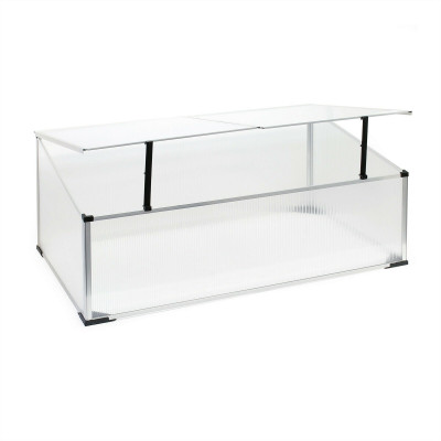 Mini serre de jardin en aluminium et polycarbonate 100 x 60 x40 cm ouverture par vérin potager 16_0002679