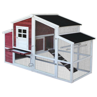 Poulailler XXL avec espaces extérieurs abri plus large toit tar 200 cm 16_0002614