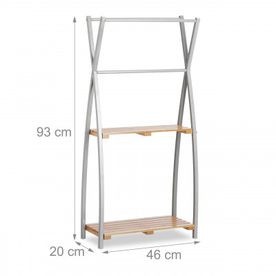 Porte-serviettes sur pied design 93 cm bambou et acier 13_0002281