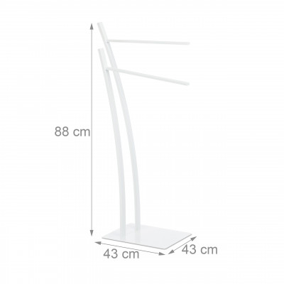 Porte-serviettes sur pied 88 cm moderner design en acier blanc 13_0002278