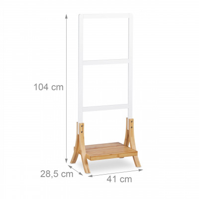 Porte-serviettes sur pied 3 barres bras bois blanc 13_0002273