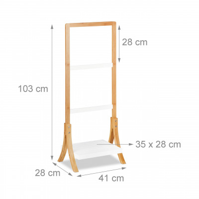 Porte pied rangement support pour serviettes de bain 3 barres 103 cm bambou 13_0002255
