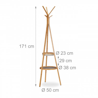 Porte-manteau meuble de rangement entrée 171 cm en bambou 13_0002194