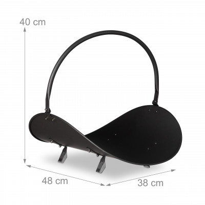 Panier à bûches de bois en métal porte-bûches métal noir 13_0002177