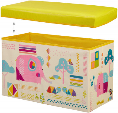 Tabouret coffre boîte jouet pouf rangement enfant jaune 13_0002763_2