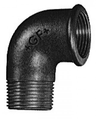 Coude fonte malléable 90 noir femelle femelle 80x90 ATUSA
